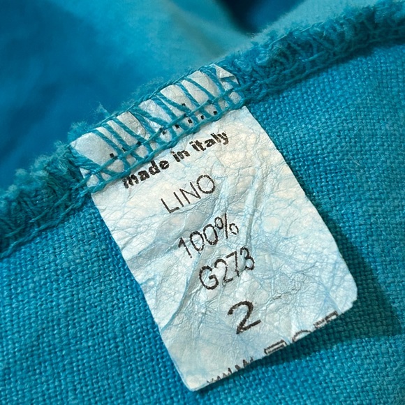 LaBass Tunic Top Women Size 2X Sky Blue Short Sleeves Buttons 100% Linen Italy - Picture 11 of 12